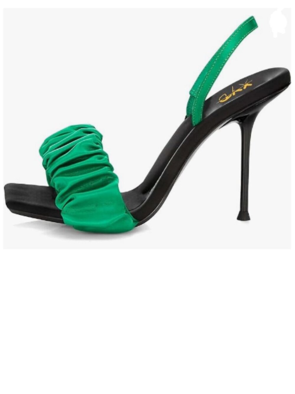 XYD Green-satin Square Open Toe Sandals High Heels Slingback Slip On Slides Shoe